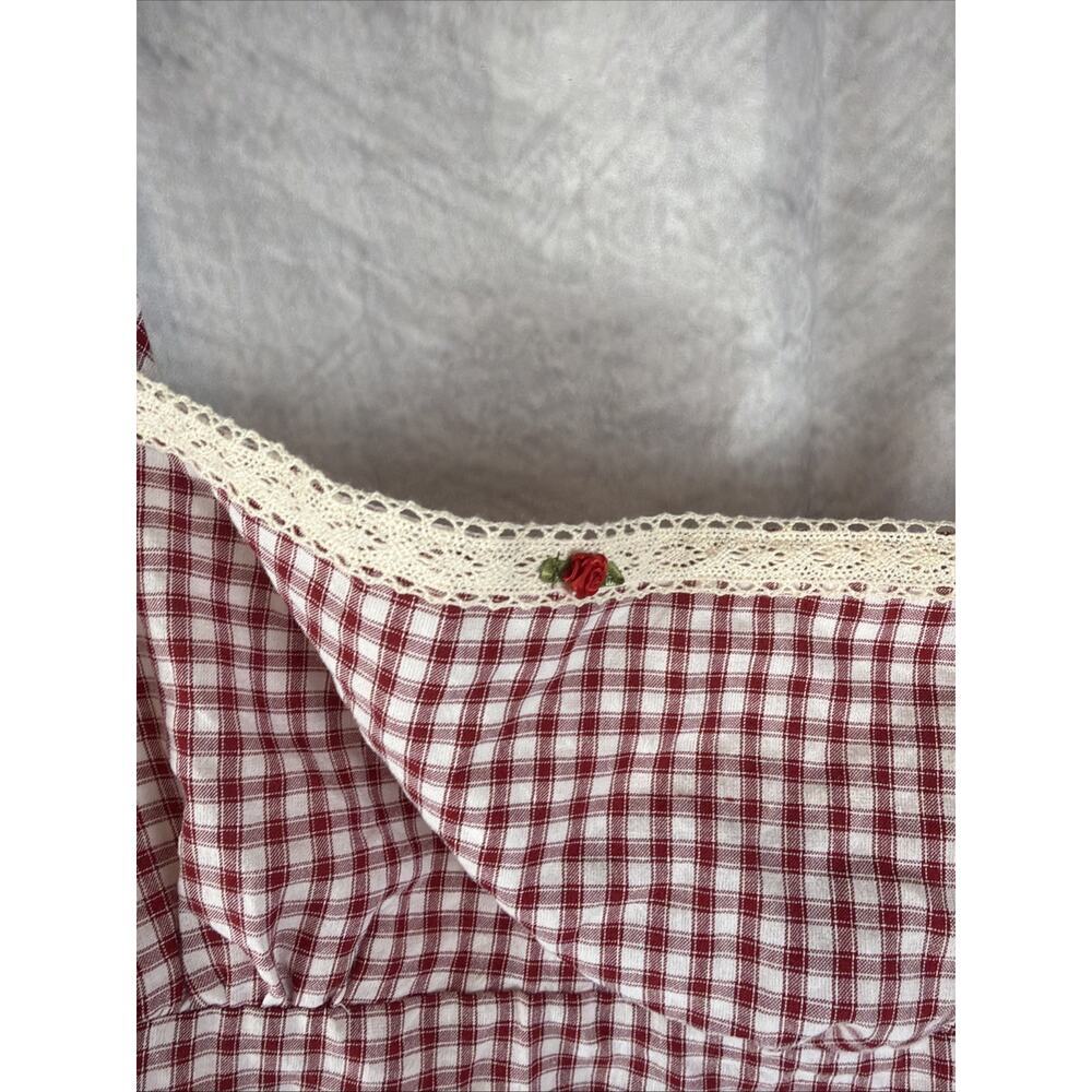 Princess Polly Gingham Mini Dress Red Check White Lace Tie Strap Sundress US 6 - Picture 3 of 10
